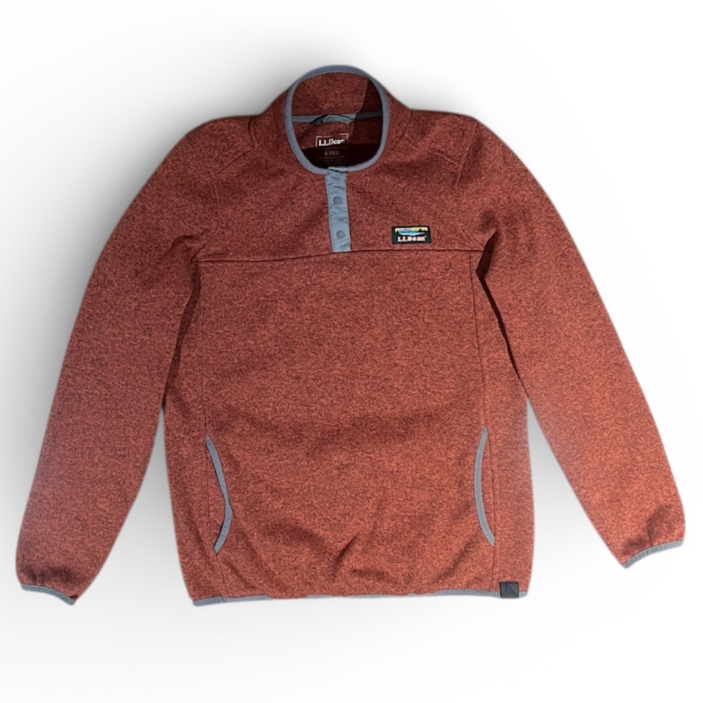 L.L. Bean 1/4 Snap Pullover Sweater Heathered Burnt Orange Women’s Size Small